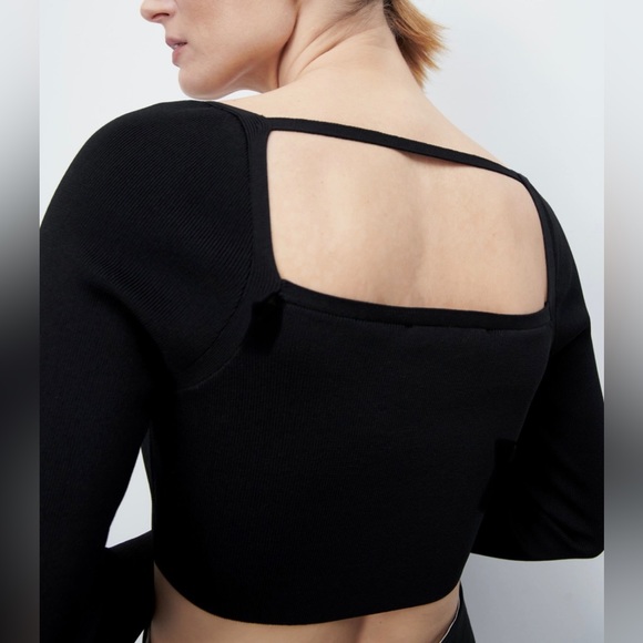 NWT Zara Women’s Knit Long Sleeve Crop Top - Picture 4 of 10